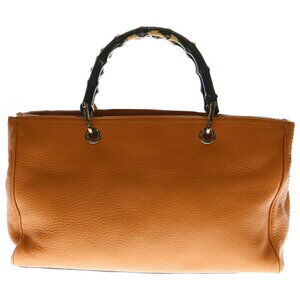 Gucci Orange Handbag Bag Bamboo Brown Shoulder Tote Leather